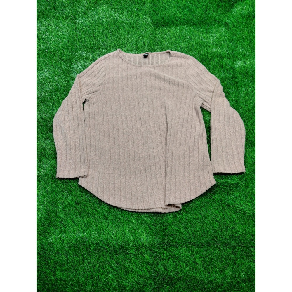 Emery Rose Ribbed Knit Top L Mauve Women Polyester Elastane Excellent Condition